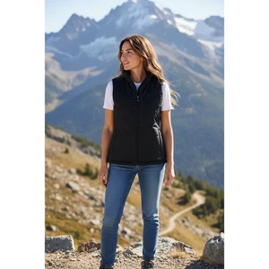 Spyder Women's Black Quilted Puffer Vest Insulated Full Zip Collar Size 12 - Picture 1 of 11