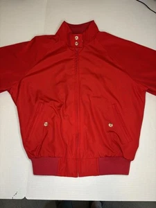 Vintage Lands End Mens Jacket Red Tartan Plaid Lined Bomber Full Zip 90s Size S - Picture 1 of 9