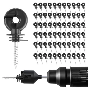 60PCS Electric Fence Insulator Screw,Insulator Fence Ring Post Wood Post Insu... - Foto 1 di 7