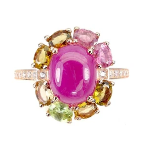 925 Sterling Silver Ring Oval Ruby 10x8mm Tourmaline Simulated Cz Gemstone Sz 7 - Picture 1 of 10