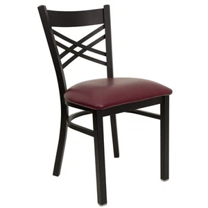 Flash Furniture Hercules Series Black X Back Metal Restaurant Chair with Vinyl - Picture 1 of 8