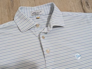 Polo uomo Peter Millar manica corta golf casual a righe blu grande - Foto 1 di 8