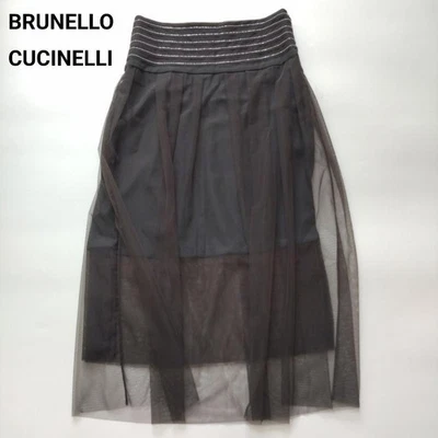 Brunello Cucinelli 黑色 Monile 薄纱透视长裙 I42 黑色 — 第 1/4 张图片