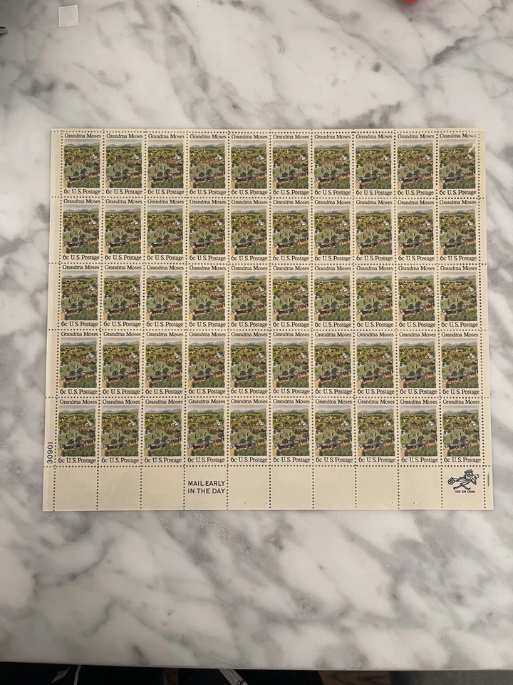 US Scott # 1370 - Grandma Moses - Sheet of 50 Stamps - MNH - Image 1 of 1