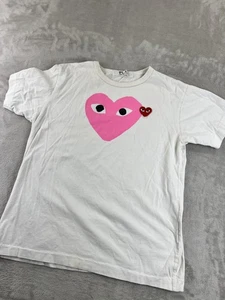 Comme Des Garcons Play Shirt Herren S/Medium weiß rosa rot Herz Grafik T-Shirt - Bild 1 von 10