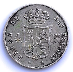 SC. Spain-Isabel II. 4 Reales 1861 Barcelona. Plata 5 g. - Imagen 1 de 2