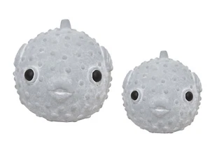2er Set Dekofigur Kugelfisch | Fisch grau Zement | Figur Haus Garten 13-18 cm - Bild 1 von 1