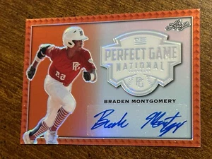 BRADEN MONTGOMERY 2020 Leaf Perfect Game NS ORANGE AUTO #1/2 TEXAS A&M, RED SOX - Picture 1 of 3