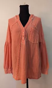New American Rag Cie sz L Knit Hoodie Top ls semi sheer burnout 1927 - Picture 1 of 4