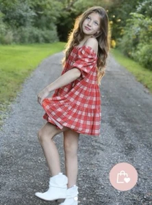 Be Girl Clothing Dress Star Dress Tween red plaid print baby doll soft  Size 12 - Picture 1 of 6