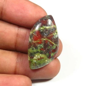 Gemme drago sangue verde naturale 29x15 mm fantasia diaspro lucido cabine lisce DC-75 - Foto 1 di 8