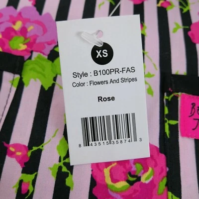 Blusa Médica Koi para Mujer B100PR-FAS Flores y Rayas Rosa Betsey Johnson Foto 1 de 4