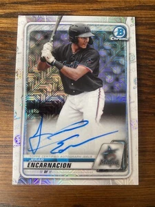 2020 Bowman Mega Box Chrome Jerar Encarnacion Mojo Refractor Auto BMA-JE MARLINS - Picture 1 of 2
