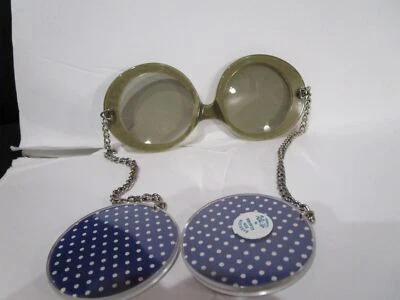1970 Púrpura Lunares Moda Gafas de sol Je-Dol Pendientes con cadena Purpúreo Azul Marino Foto 1 de 4