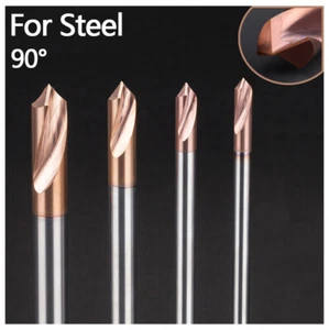 90° Solid Carbide Chamfer Drill Countersink Drill Bits Center Spotting For Steel - Picture 1 of 31