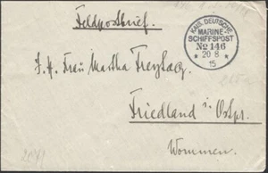 GERMANY, 1915. FeldPost Cover Marine Schiffspost No.146, Torpedo Boat - Picture 1 of 1