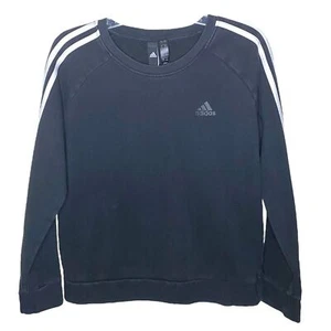 Adidas Black White Stripes Crewneck Sweatshirt Size Medium - Picture 1 of 4