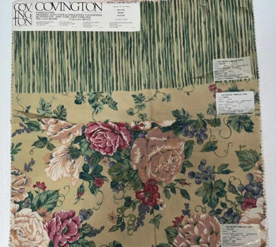 Vtg Covington Fabrics Martha's Vineyard Floral 12 pc Samples Craft Fabric 25" - Image 1 of 4