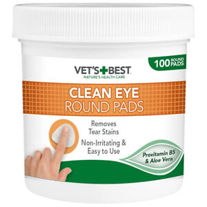 Dog Eye Pads VETS BEST Clean Eye Finger Pads Removes Tear Stains Easy Use 100pk