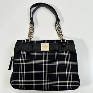 KATE SPADE Primrose Hill Plaid Darcy Hand or Shoulder Bag Black and Beige - Picture 1 of 22