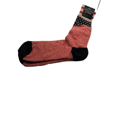 Polo Ralph Lauren Para Hombres Bandera Americana Estados Unidos Estrellas Rayas Calcetines Redondos Color Avena Foto 1 de 4