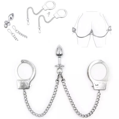 Esposas Anal Plug Butt Bondage Metal Sujeción Fetiche SM BDSM Juguetes Sexuales para Adultos EE. UU. Foto 1 de 4