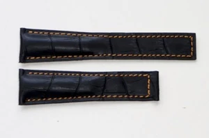 22mm Black Color Orange Stitching Alligator-Style Band Strap for TAG HEUER - Picture 1 of 4