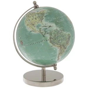 Decorative Globe On Silver Metal Stand Elegant Educational Home Accent  - Picture 1 of 3