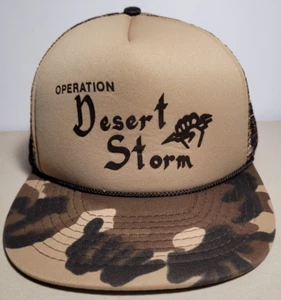 Operation Desert Storm Cap Hat Camo One Size Vintage Meshback Trucker Foam Rare - Picture 1 of 8