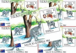 👉 TURKS & CAICOS 1984 DARWIN / AUSTRALIA x5 S/S MNH ** ANIMALS 💲WHOLESALE💲 - Picture 1 of 1