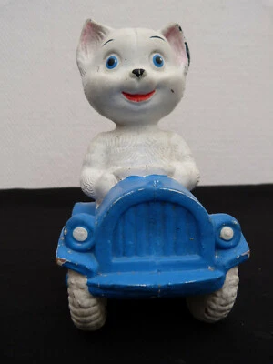 ANCIEN POUET POUET CHAT en voiture HAUTEUR 16 CM - Photo 1/4