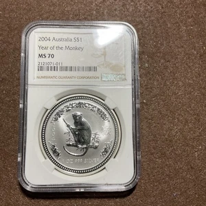 2004 Australia Lunar year of the Monkey 1oz Silver NGC MS70 - Picture 1 of 11