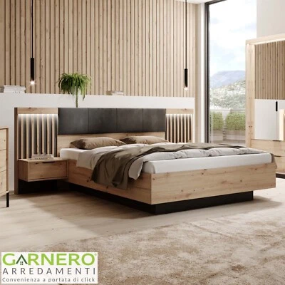 Letto matrimoniale contenitore moderno rovere antracite 160x200cm RUBIK - Immagine 1 di 3