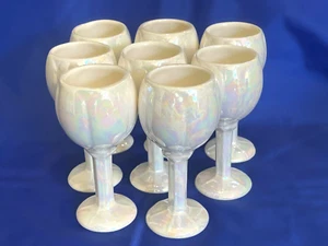 8 tazas de cáliz de cerámica de vino/oporto arte tulipán cerámica. Perlado iridiscente. - Imagen 1 de 5