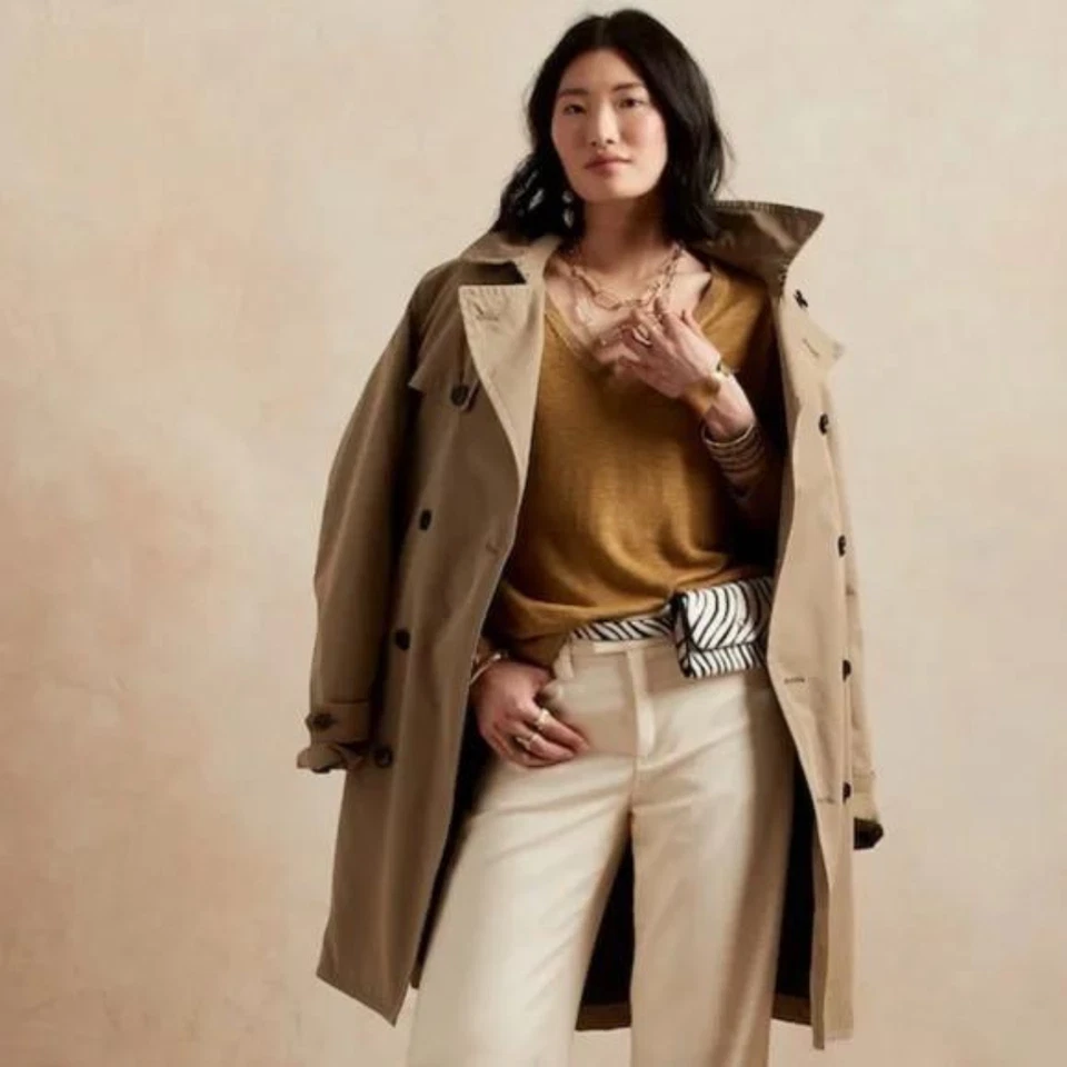 Banana Republic Linen Blend V-Neck Sweater Size XXL Women Pullover Bronze Olive - Image 1 of 4