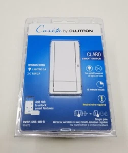 New Lutron Caseta Claro Smart Switch DVRF-5NS-WH-R White For Lights And Fans - Bild 1 von 2