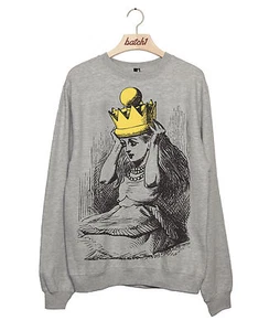 BATCH1 ALICE IN WONDERLAND THROUGH LOOKING GLASS GOLD CROWN WOMENS SWEATSHIRT - Picture 1 of 1
