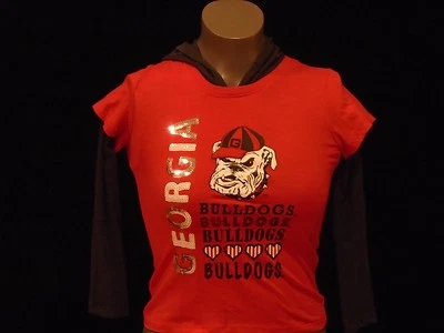 GEORGIA BULLDOGS NEW NCAA GIRLS' LONG SLEEVE HOODED SHIRT - Image 1 of 2