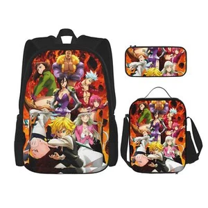 ORPJXIO 3-Piece Seven Deadly Sins Backpack Set: Laptop, Lunch, Case - Picture 1 of 8