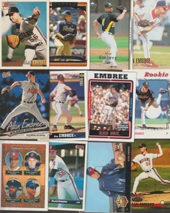 ALAN EMBREE LOTTO DI 32 CARTE DA BASEBALL 12 DIVERSE INDIANS BRAVES VANCOUVER - Foto 1 di 2