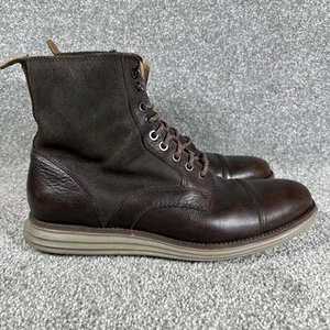 Cole Haan Mens Original Grand Cap Toe Boots Lunarlon C29456 Brown Black Size 10 - Picture 1 of 11