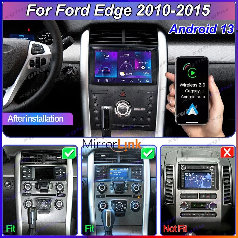 For Ford Edge 2010-2015 Android 13 Car Stereo Radio Apple Carplay GPS Navi WIFI Foto 1 de 4
