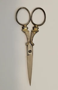 Antike Nähschere verzierte Griffe Solingen Germany SRD 4,25" Messing Detail - Bild 1 von 10