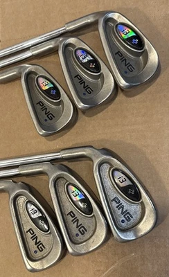LH Ping i3+ Blue Dot 3,4,5,7,8,9 Iron Set True Temper Steel Stiff + Ping Grips - Image 1 of 4