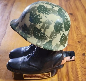 1975 JIM BEAM EMPTY DECANTER US MILITARY BOOTS & HELMET KENTUCKY BOURBON WHISKEY - Picture 1 of 4