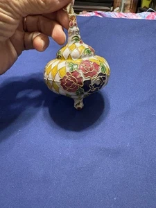 Vintage Cloisonné Ornament Enamel Work & Metal Wire 1990's Onion Shaped - Picture 1 of 7