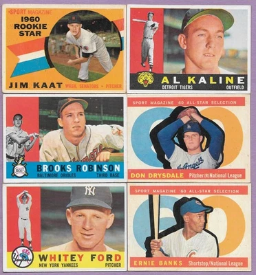 1960 Topps enorme lote de patio: Ford Banks Mathews Kaline Snider Robinson Drysdale Kaat Foto 1 de 4