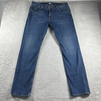 7 Seven For All Mankind Jeans Mens 36x32 The Straight Fade Whiskering Stretch - Image 1 of 4