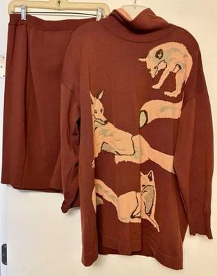 Juego de suéter vintage de 2 piezas Escada Foxes Foto 1 de 4