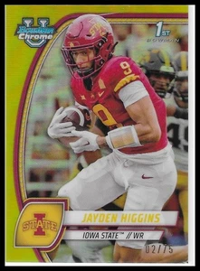 2024 Bowman University Chrome #94 Jayden Higgins rifrattore arancione #/25 - Foto 1 di 2